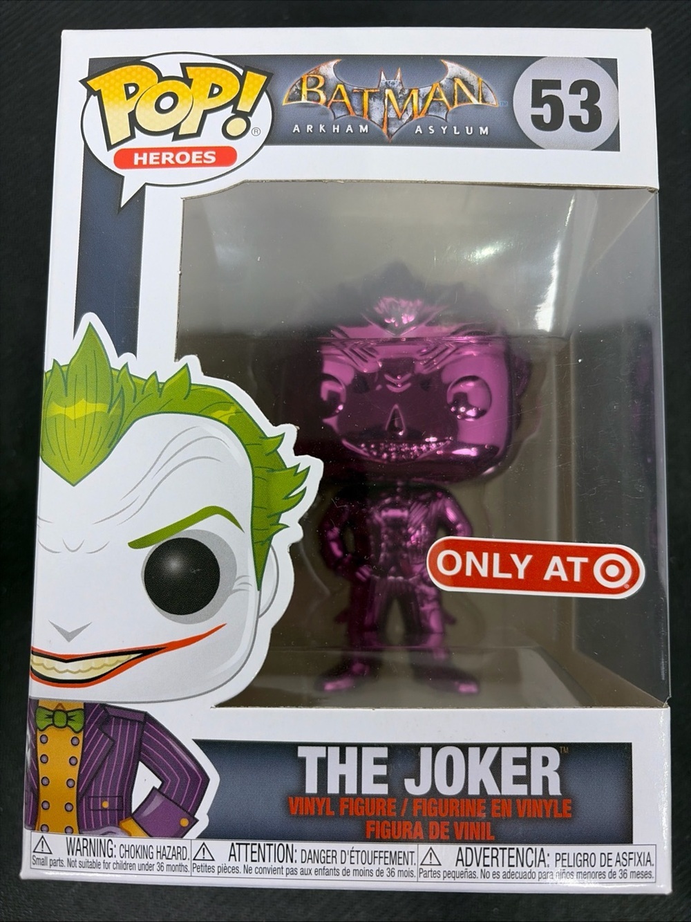 Funko Pop! Heroes The Joker #53 Batman Arkham Asylum Pink Chrome Target